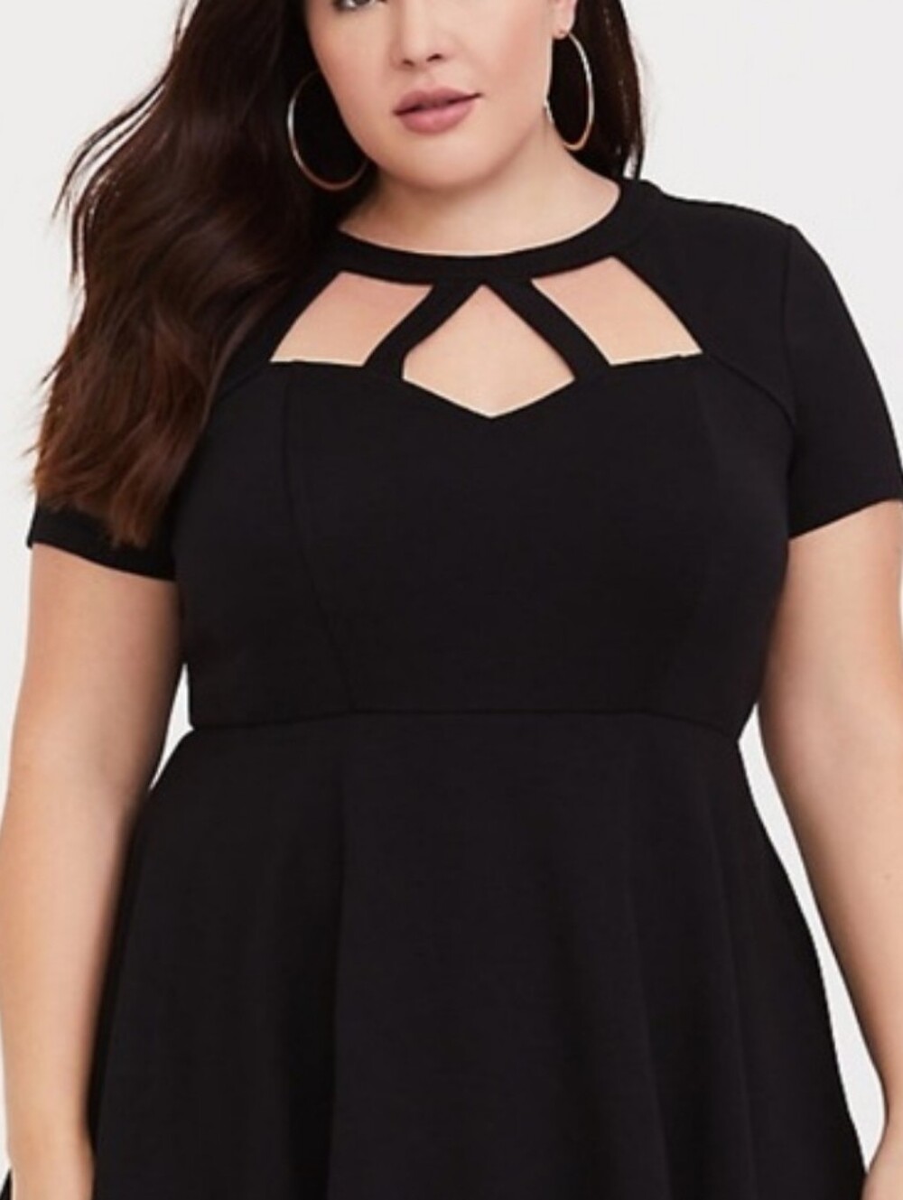 torrid Black Short Sleeve Cutout Fit & Flare Top Size 1XL Whimsigoth
